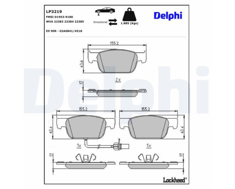 Brake Pad Set, disc brake LP3219 Delphi, Image 4