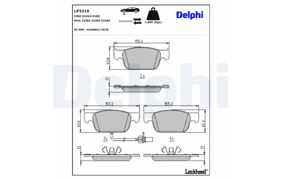 Brake Pad Set, disc brake LP3219 Delphi, Image 4