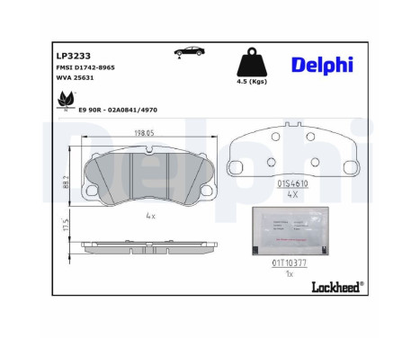 Brake Pad Set, disc brake LP3233 Delphi