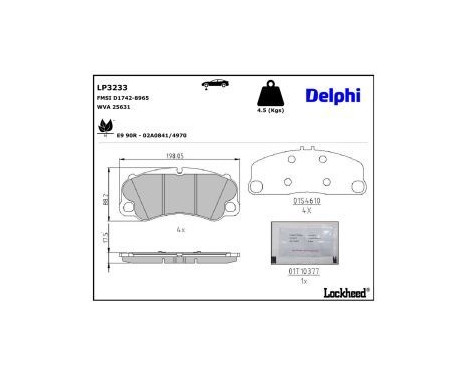 Brake Pad Set, disc brake LP3233 Delphi