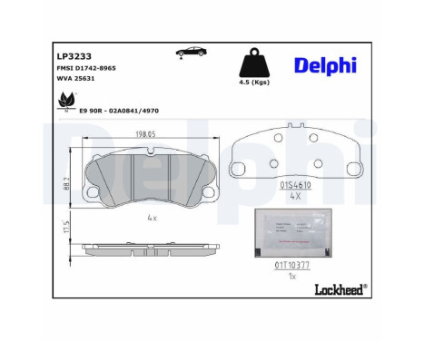 Brake Pad Set, disc brake LP3233 Delphi