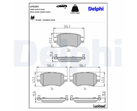 Brake Pad Set, disc brake LP3234 Delphi