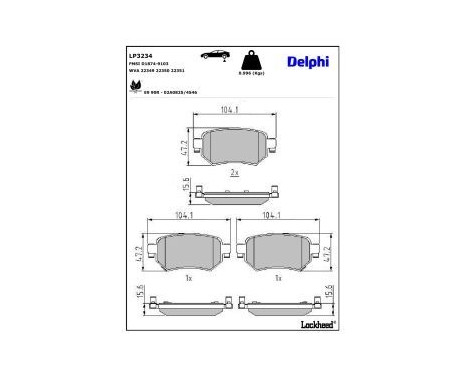 Brake Pad Set, disc brake LP3234 Delphi