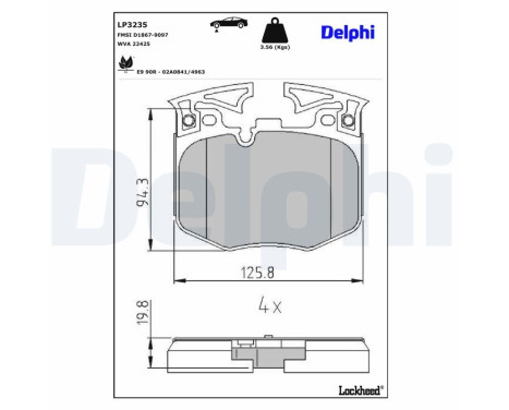 Brake Pad Set, disc brake LP3235 Delphi