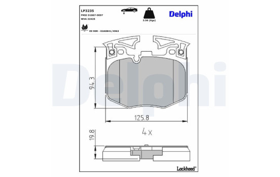 Brake Pad Set, disc brake LP3235 Delphi, Image 3