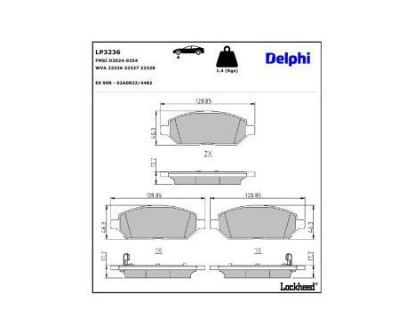 Brake Pad Set, disc brake LP3236 Delphi, Image 3