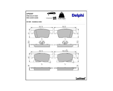 Brake Pad Set, disc brake LP3237 Delphi, Image 3