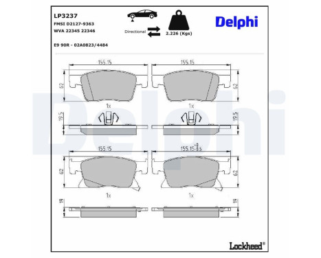 Brake Pad Set, disc brake LP3237 Delphi, Image 3