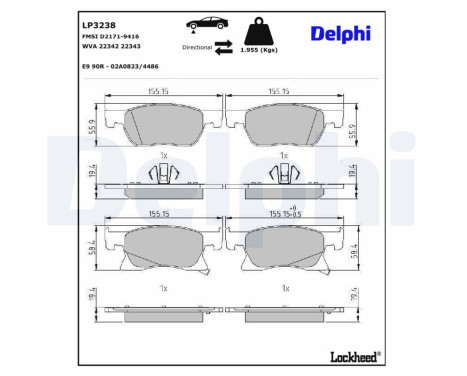 Brake Pad Set, disc brake LP3238 Delphi, Image 3