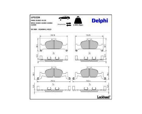 Brake Pad Set, disc brake LP3239 Delphi, Image 3