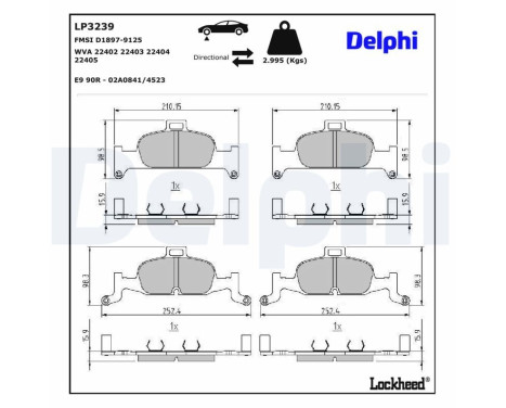 Brake Pad Set, disc brake LP3239 Delphi, Image 3