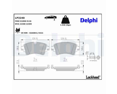 Brake Pad Set, disc brake LP3240 Delphi, Image 3