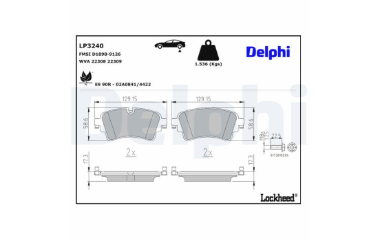 Brake Pad Set, disc brake LP3240 Delphi, Image 3