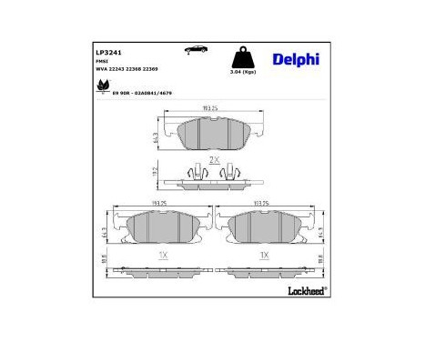Brake Pad Set, disc brake LP3241 Delphi, Image 3
