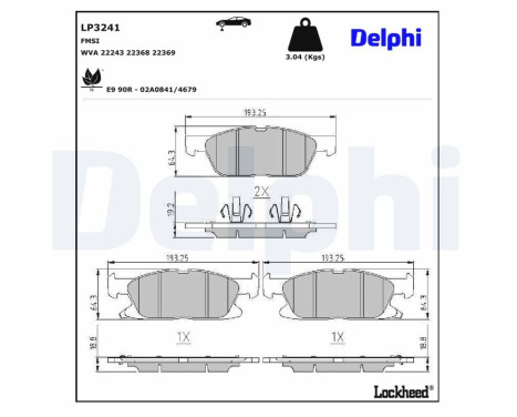 Brake Pad Set, disc brake LP3241 Delphi, Image 3