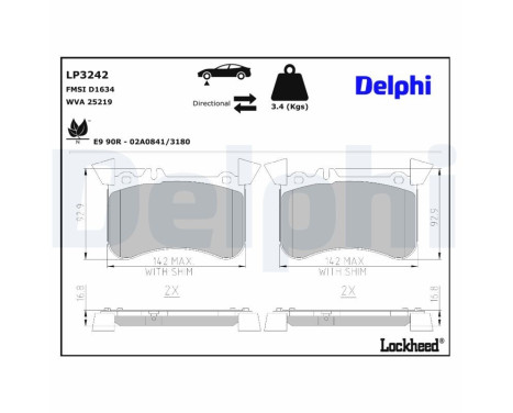 Brake Pad Set, disc brake LP3242 Delphi