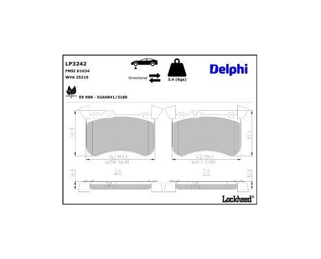 Brake Pad Set, disc brake LP3242 Delphi
