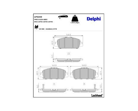 Brake Pad Set, disc brake LP3243 Delphi, Image 3