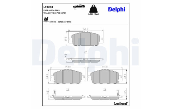 Brake Pad Set, disc brake LP3243 Delphi, Image 3