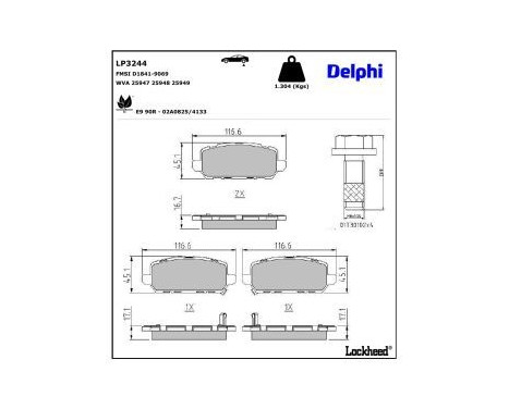 Brake Pad Set, disc brake LP3244 Delphi, Image 3
