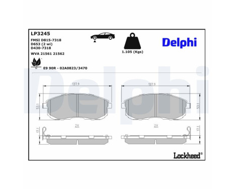 Brake Pad Set, disc brake LP3245 Delphi, Image 3