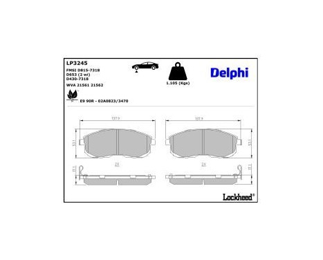 Brake Pad Set, disc brake LP3245 Delphi, Image 3