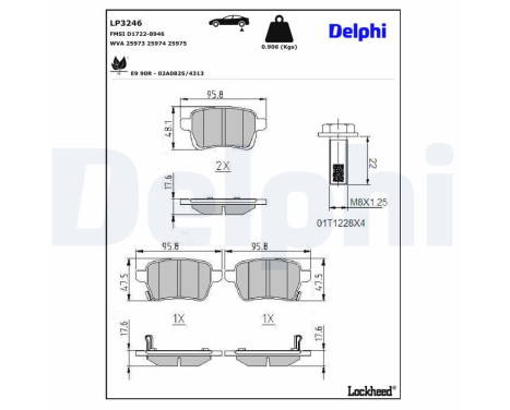 Brake Pad Set, disc brake LP3246 Delphi
