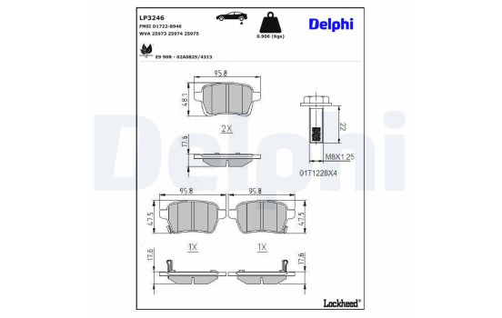 Brake Pad Set, disc brake LP3246 Delphi, Image 3