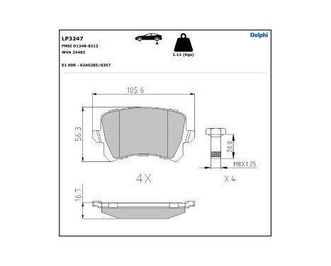 Brake Pad Set, disc brake LP3247 Delphi, Image 5