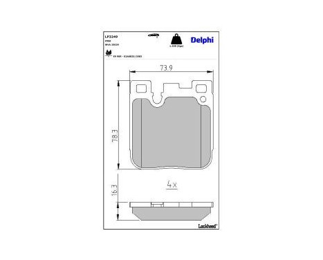 Brake Pad Set, disc brake LP3249 Delphi