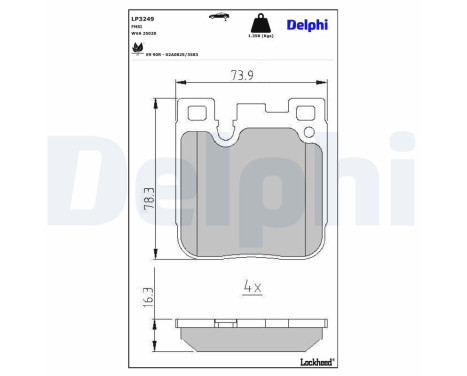 Brake Pad Set, disc brake LP3249 Delphi