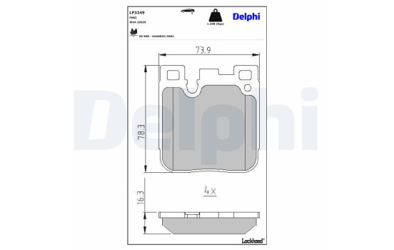 Brake Pad Set, disc brake LP3249 Delphi