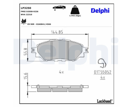Brake Pad Set, disc brake LP3250 Delphi