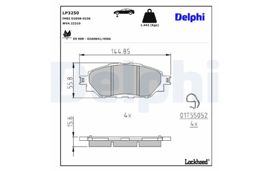 Brake Pad Set, disc brake LP3250 Delphi