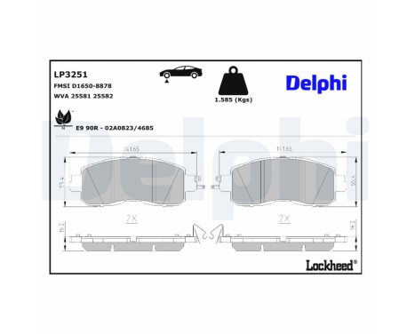 Brake Pad Set, disc brake LP3251 Delphi