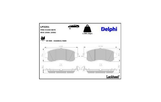Brake Pad Set, disc brake LP3251 Delphi
