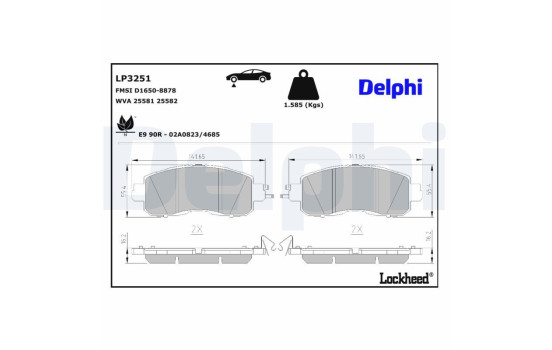 Brake Pad Set, disc brake LP3251 Delphi, Image 3