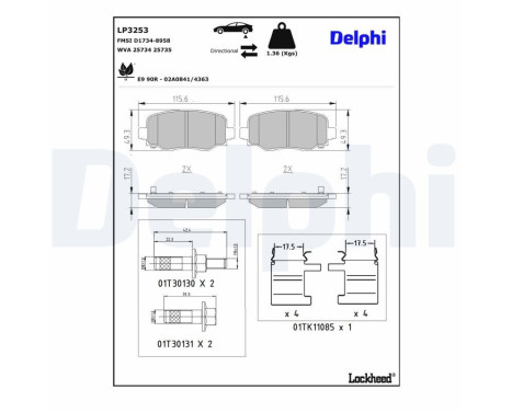 Brake Pad Set, disc brake LP3253 Delphi