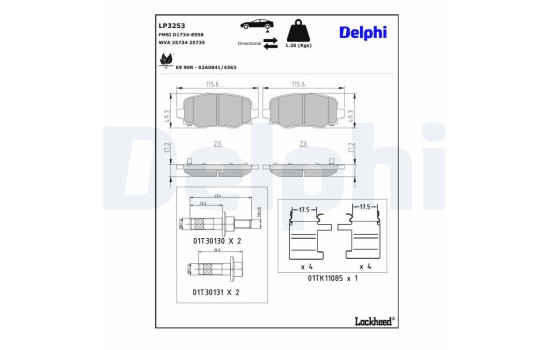 Brake Pad Set, disc brake LP3253 Delphi