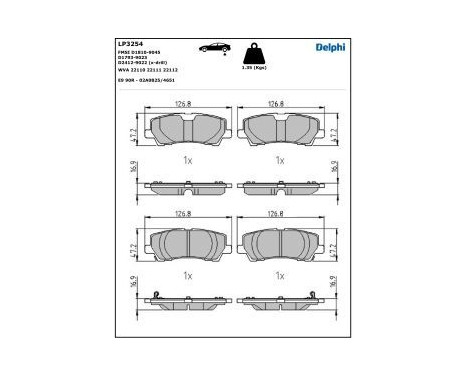 Brake Pad Set, disc brake LP3254 Delphi, Image 3