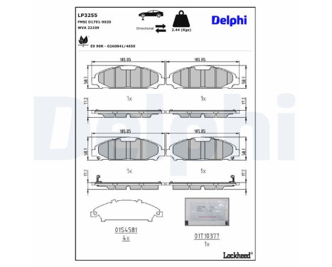 Brake Pad Set, disc brake LP3255 Delphi