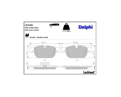 Brake Pad Set, disc brake LP3256 Delphi, Image 3