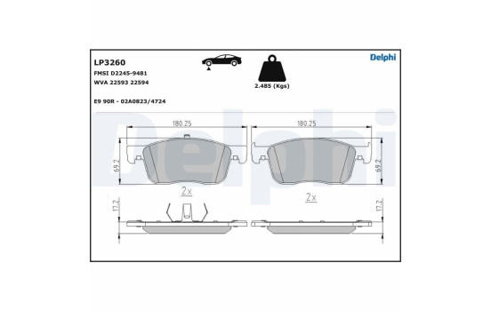 Brake Pad Set, disc brake LP3260 Delphi, Image 3