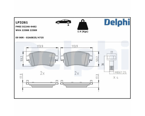 Brake Pad Set, disc brake LP3261 Delphi, Image 3