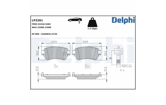 Brake Pad Set, disc brake LP3261 Delphi