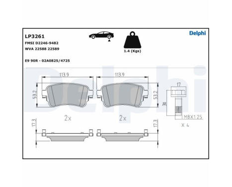 Brake Pad Set, disc brake LP3261 Delphi, Image 4
