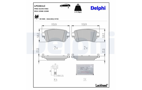 Brake pad set, disc brake LP3261LC Delphi, Image 4