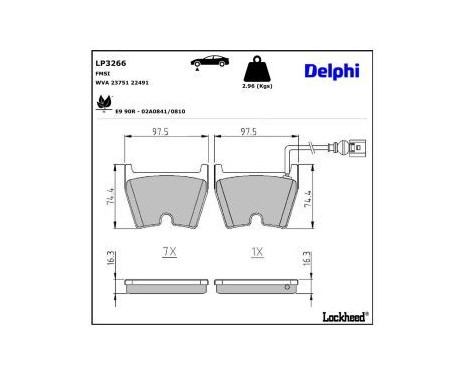 Brake Pad Set, disc brake LP3266 Delphi, Image 4