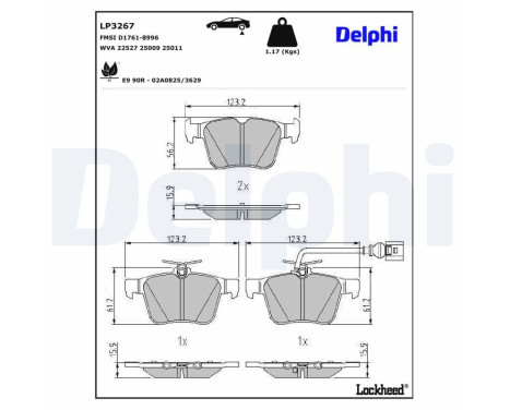 Brake pad set, disc brake LP3267 Delphi