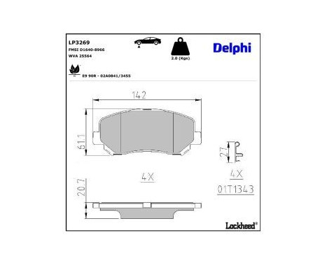 Brake Pad Set, disc brake LP3269 Delphi